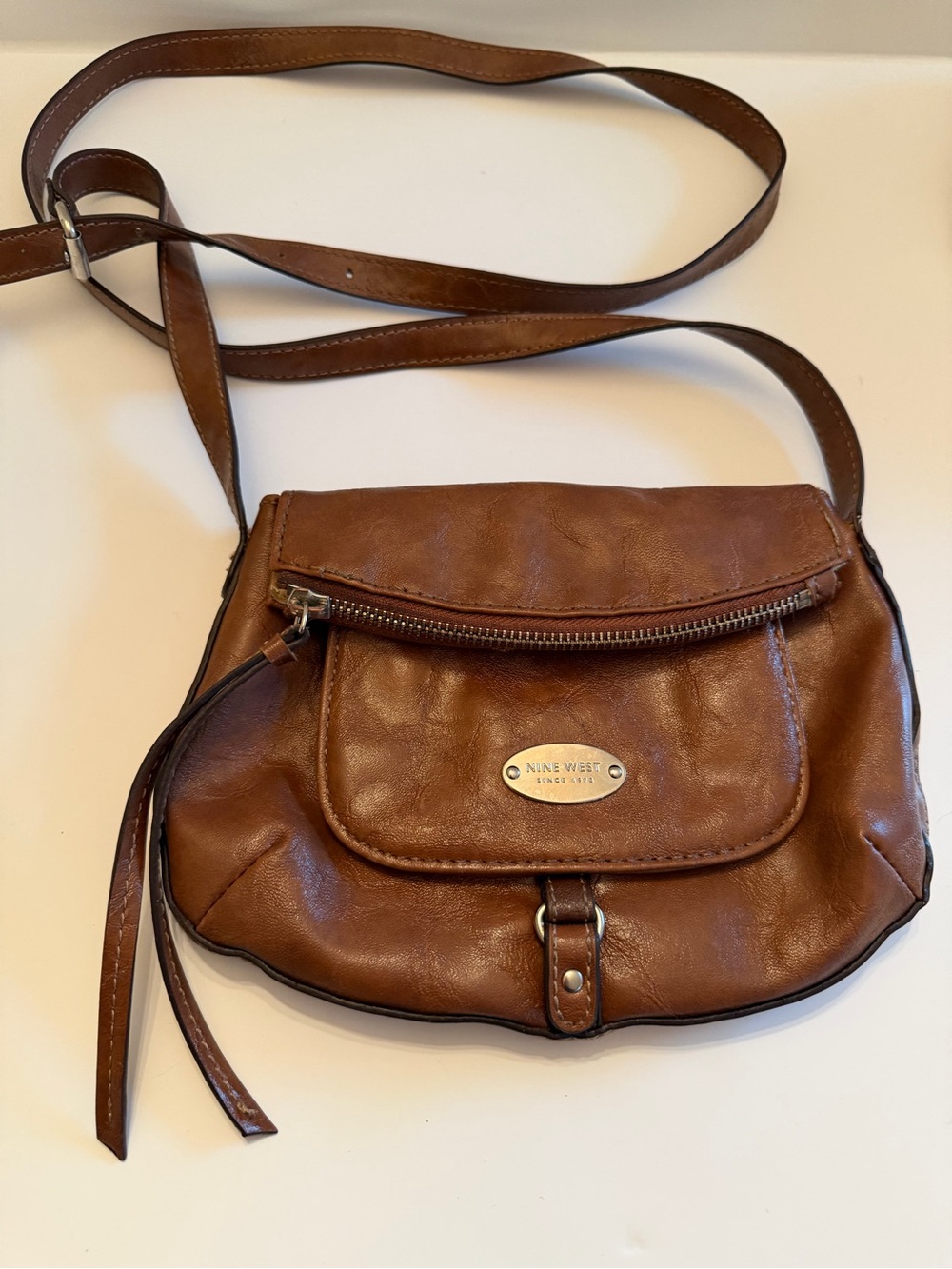 2000’s Y2K Nine West Brown Leather Crossbody Purse - Satchel
